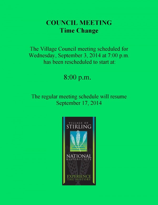 Council Meeting Time Change September 3 2014