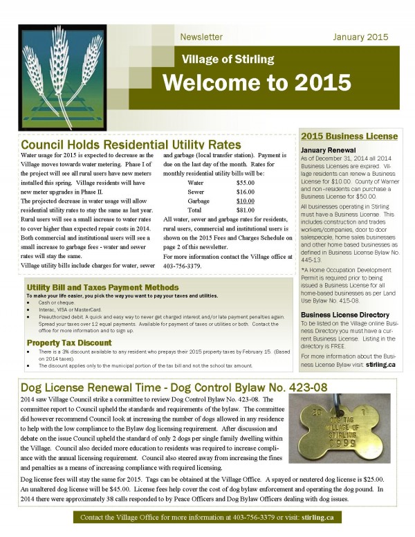 January 2015 Newsletter Page 1