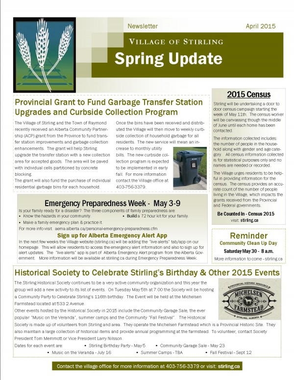 Newsletter - April 2015