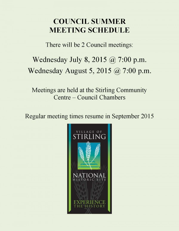 council summer meeting schedule 2015