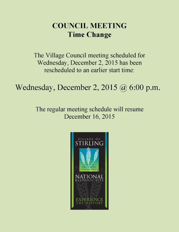 Council Meeting Time Change December 2, 2015