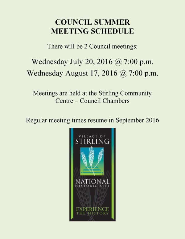 council summer meeting schedule 2016