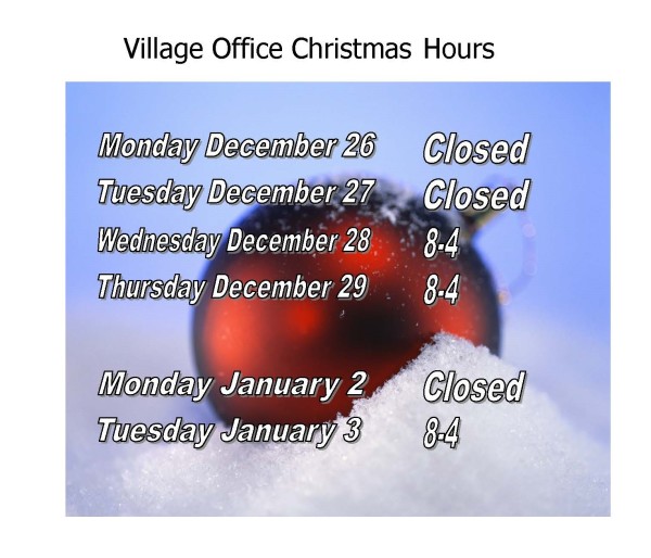 Village Office Christmas Hours