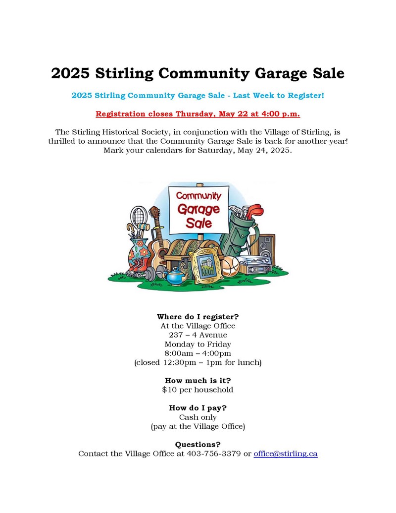 2025 Community Garage Sale - Last Week to Register