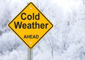 Cold Weather Ahead sign