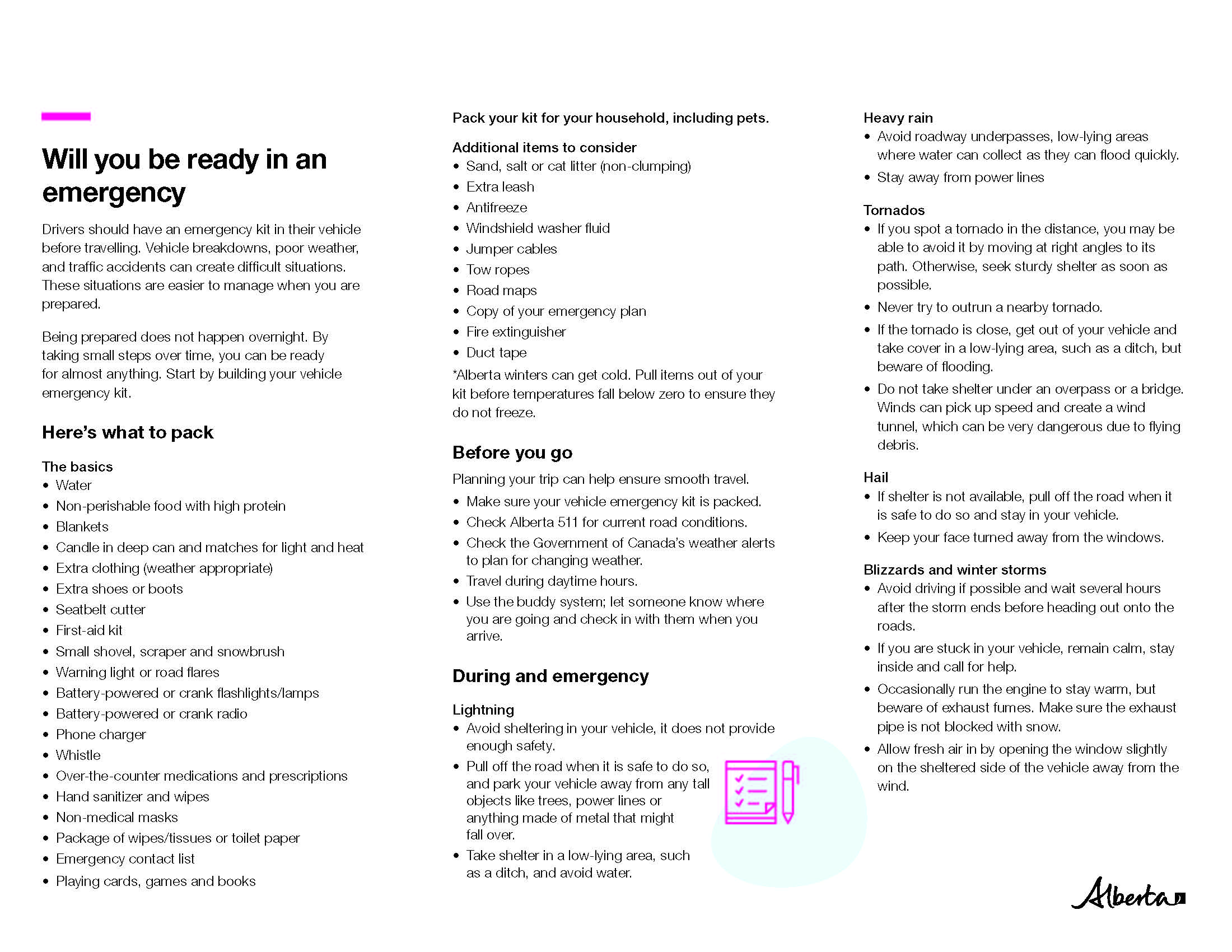 Emergency Checklist for Vehicle - Pg 2
