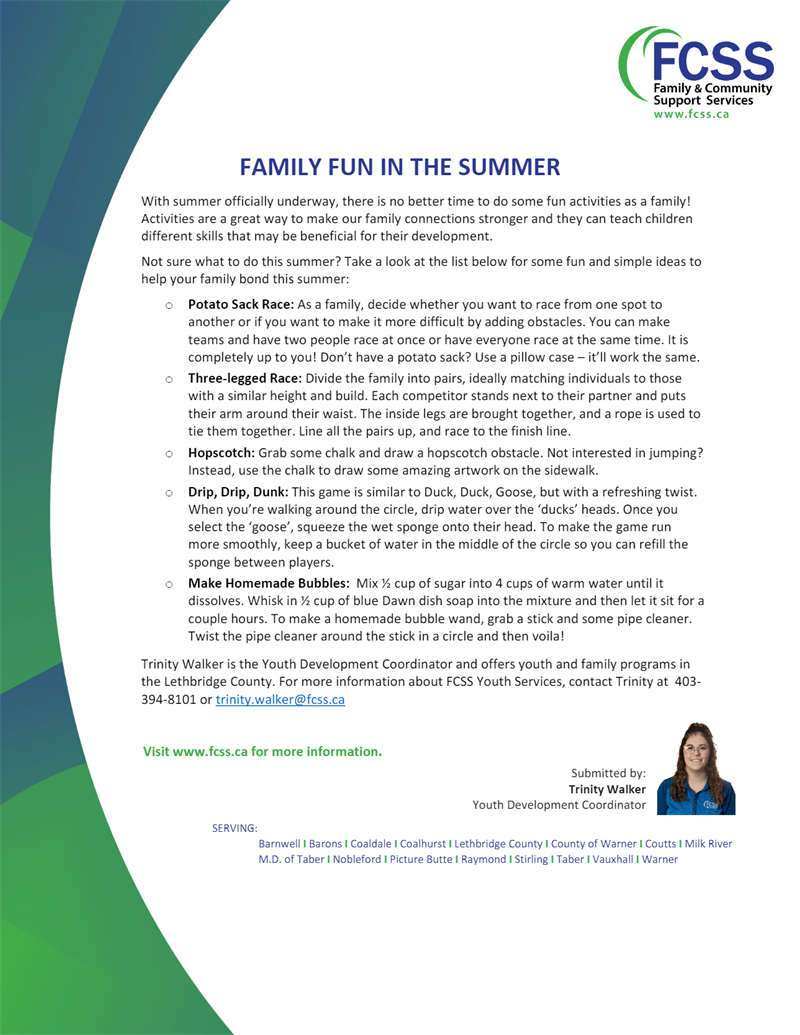 FCSS &#8211; Family Fun in the Summer