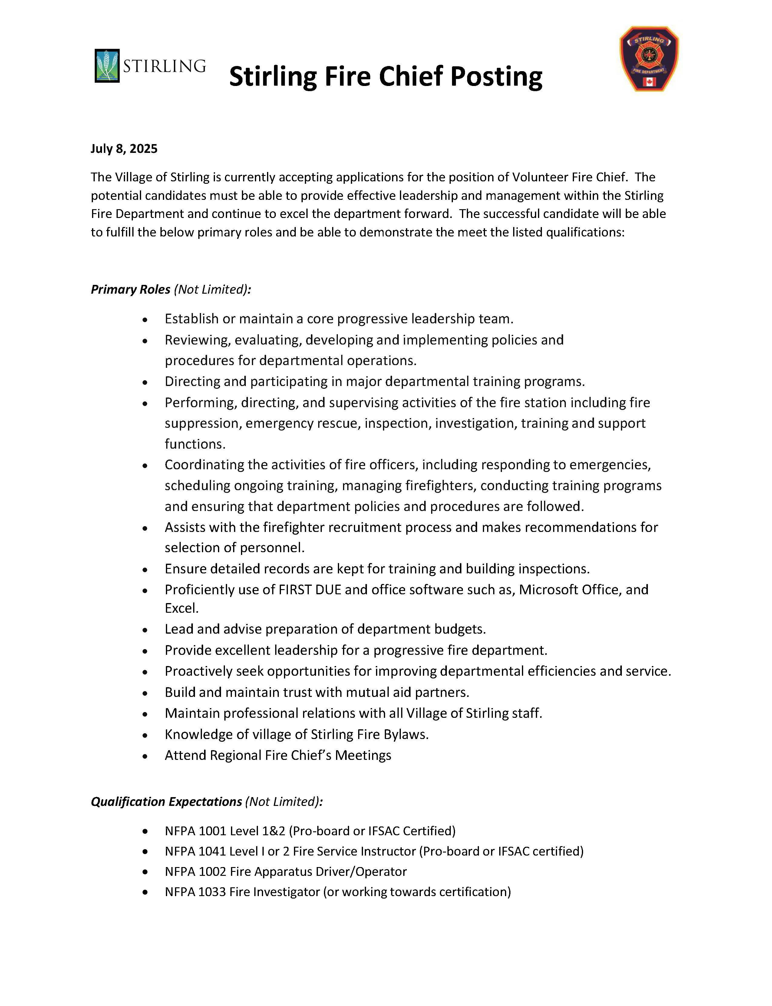 Fire Chief Posting - Pg 1