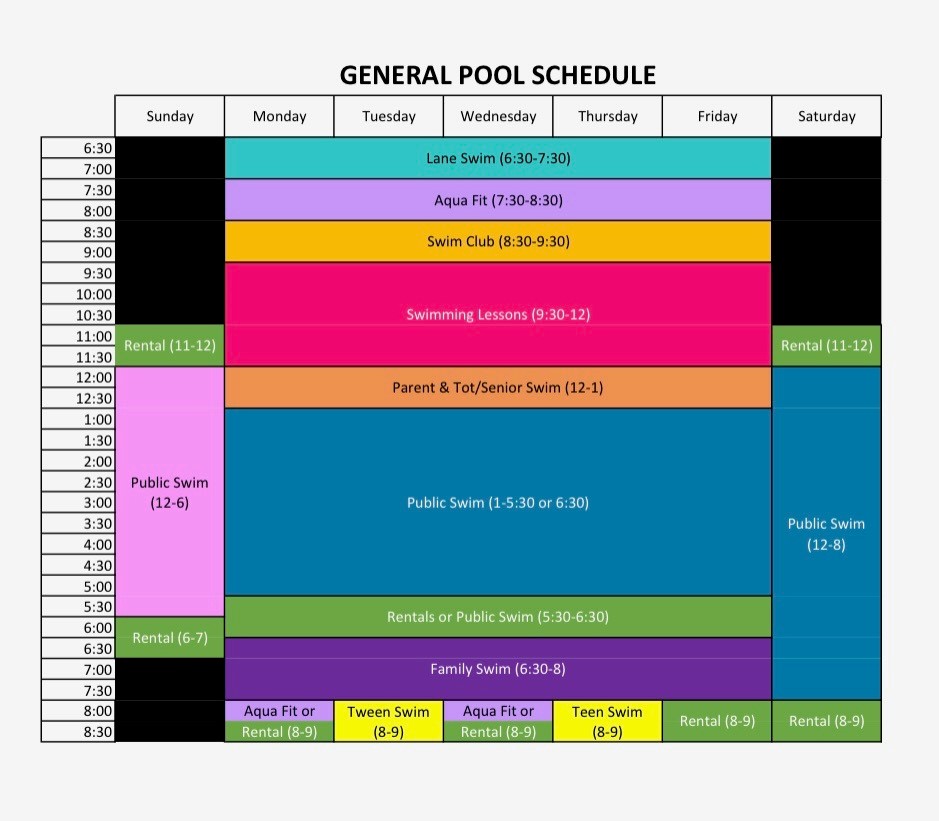 2025 General Pool Schedule