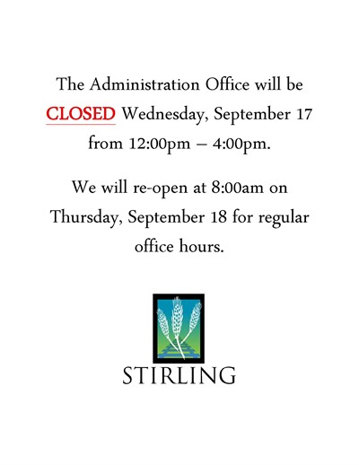 Administration Office Closed September 17, 2025
