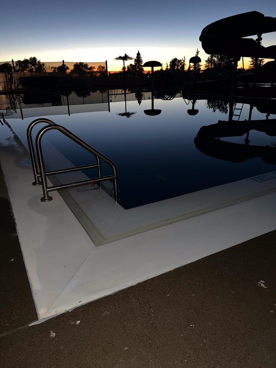 Pool Sunset Silhouette