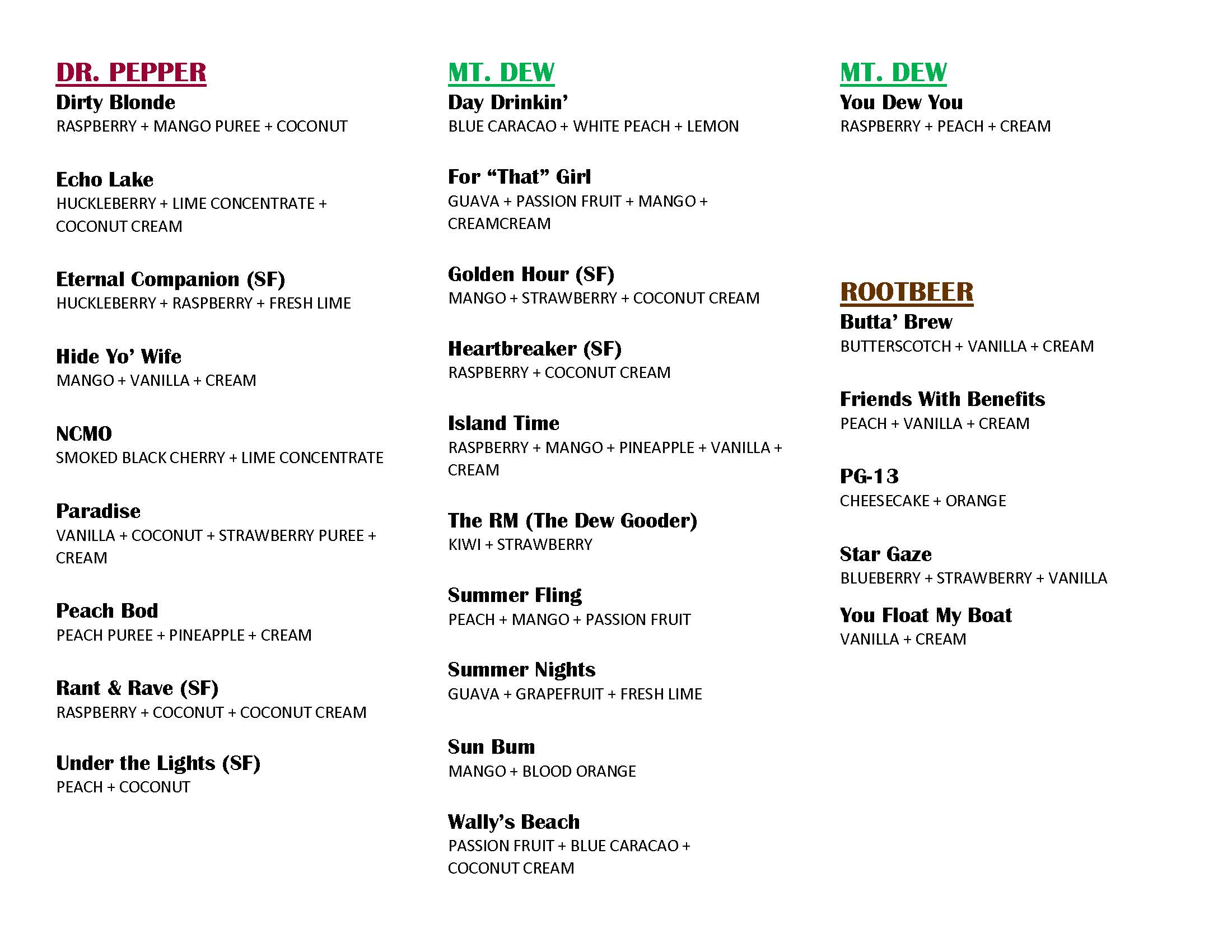 PopShop Menu - Page 1
