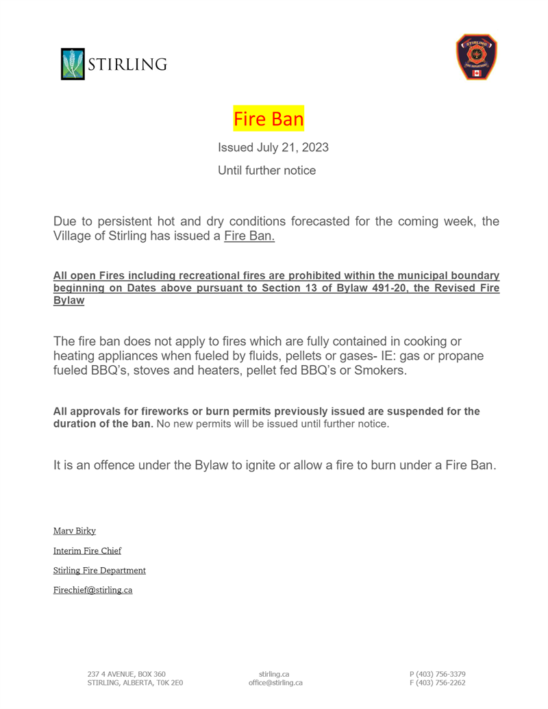 Stirling Fire Ban