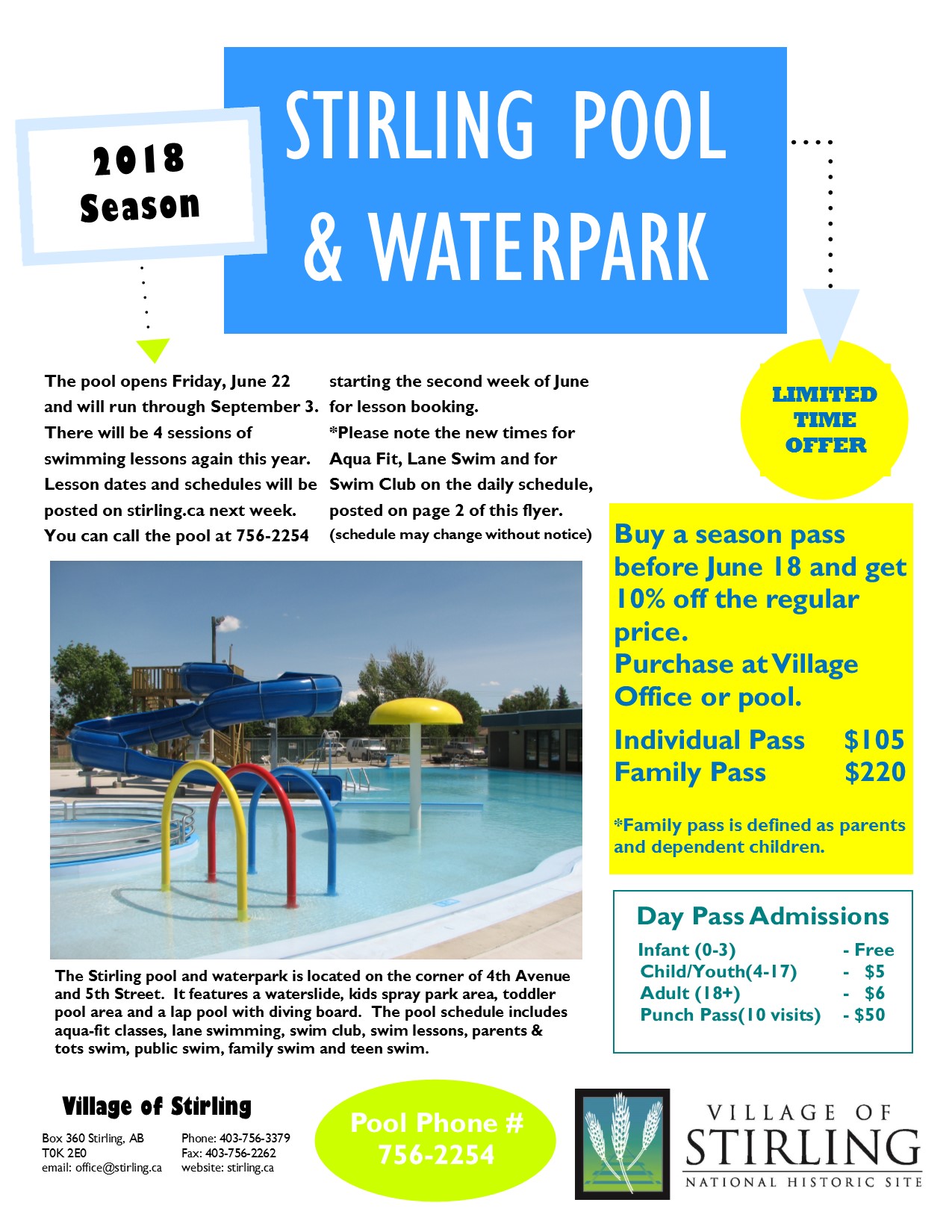 Pool will be Open June 22 – September 3 | Village of Stirling